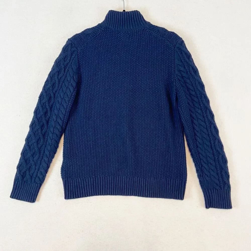 GAP Kids Chunky Cable Knit‎ Fisherman Sweaters Boys Sz XL Navy Blue Wool Preppy